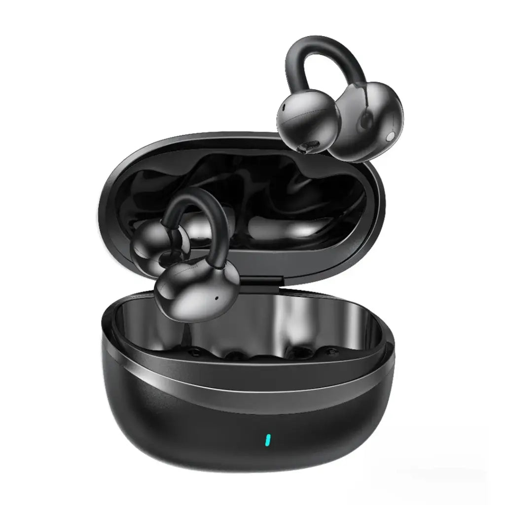 Green Lion Sonix Bluetooth earbuds with ear clip design
