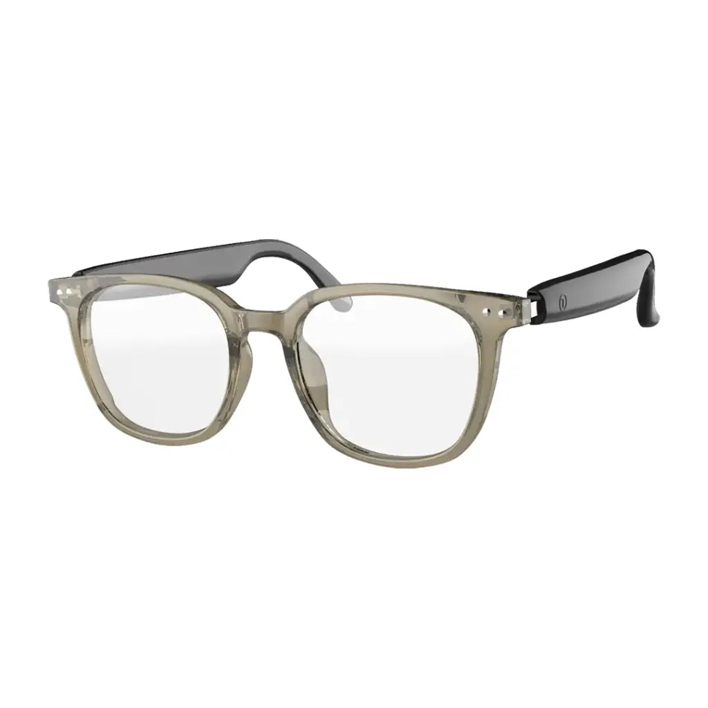 Green Lion Stockholm glasses on face Bluetooth audio outdoor