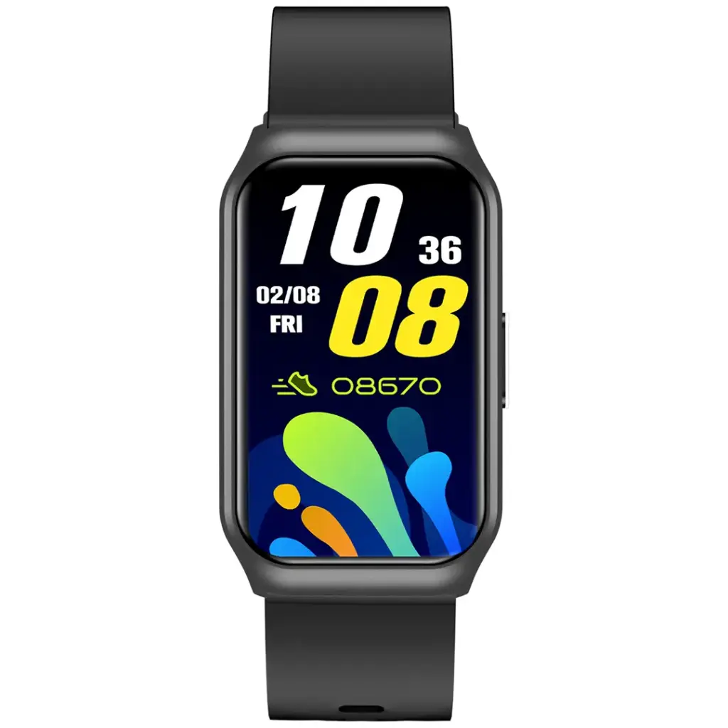 Green Lion Track Fit smart watch black front view