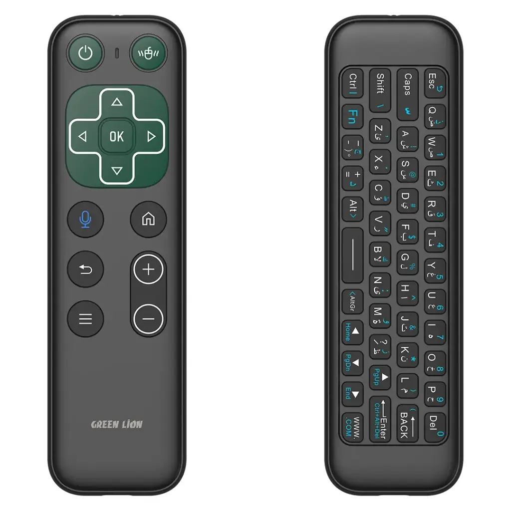 Green Lion wireless remote with keyboard and air mouse compact design