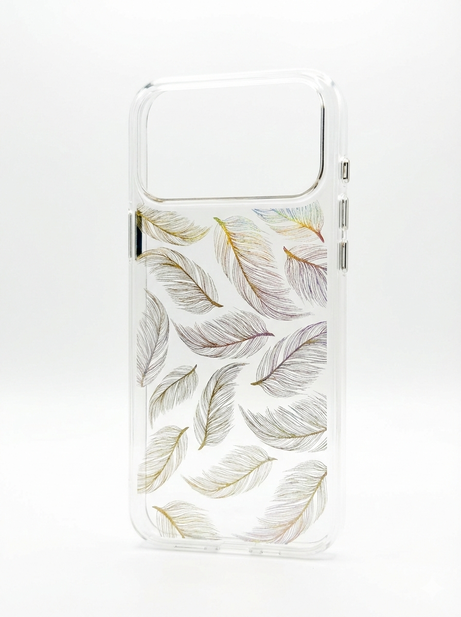 Doyers Plastic Slim Clear Feather Pattern Case for iPhone 17/18 Pro / Pro Max