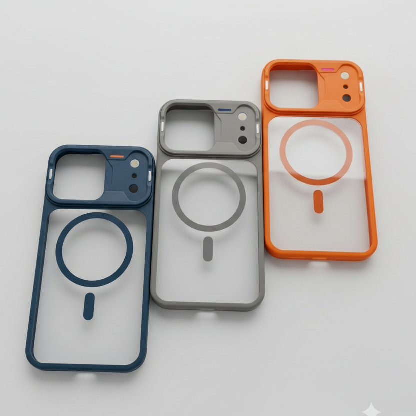 iPhone Clear MagSafe Case with Camera Sliding Cover – Transparent