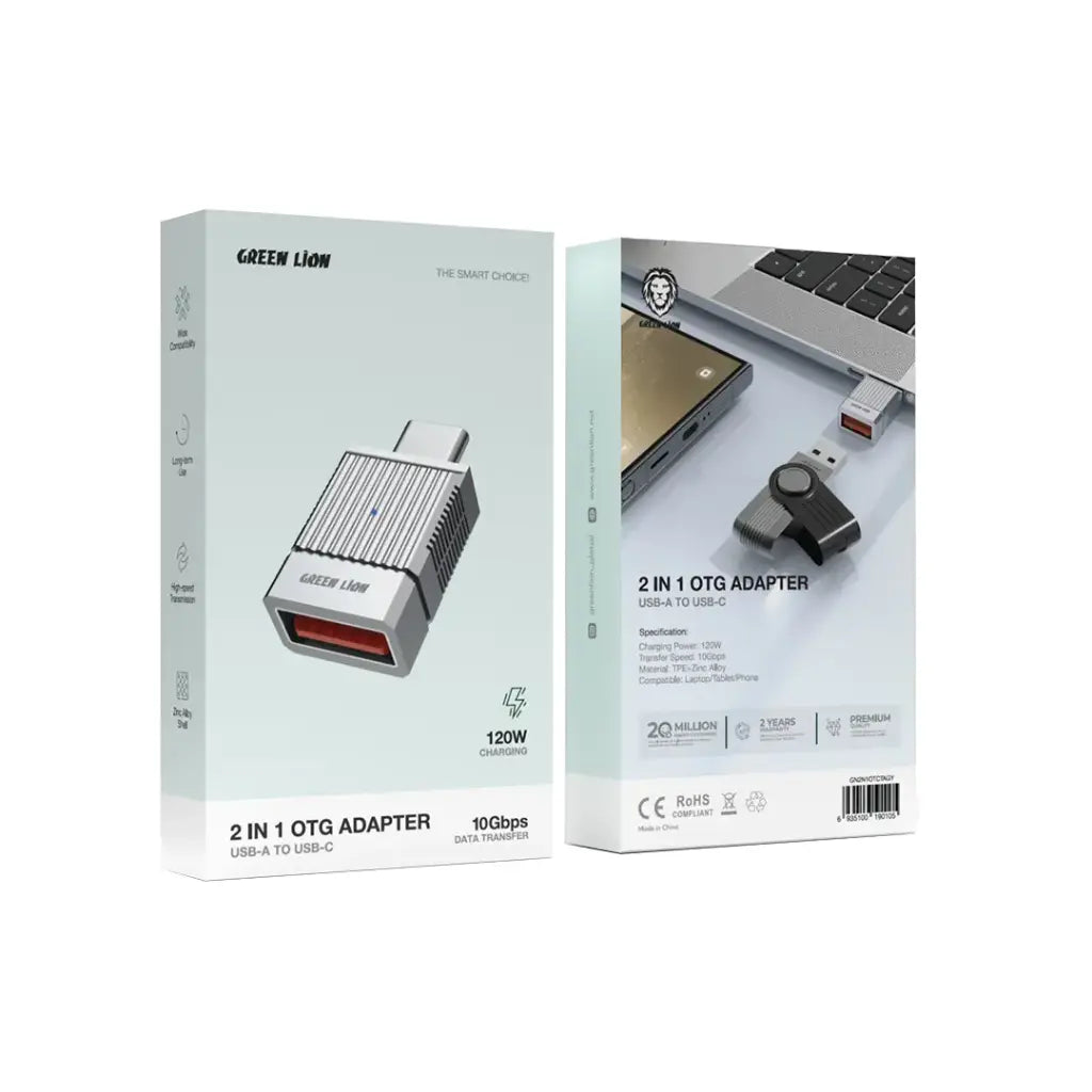 Green Lion USB A to USB C adapter for fast data transfer and charging