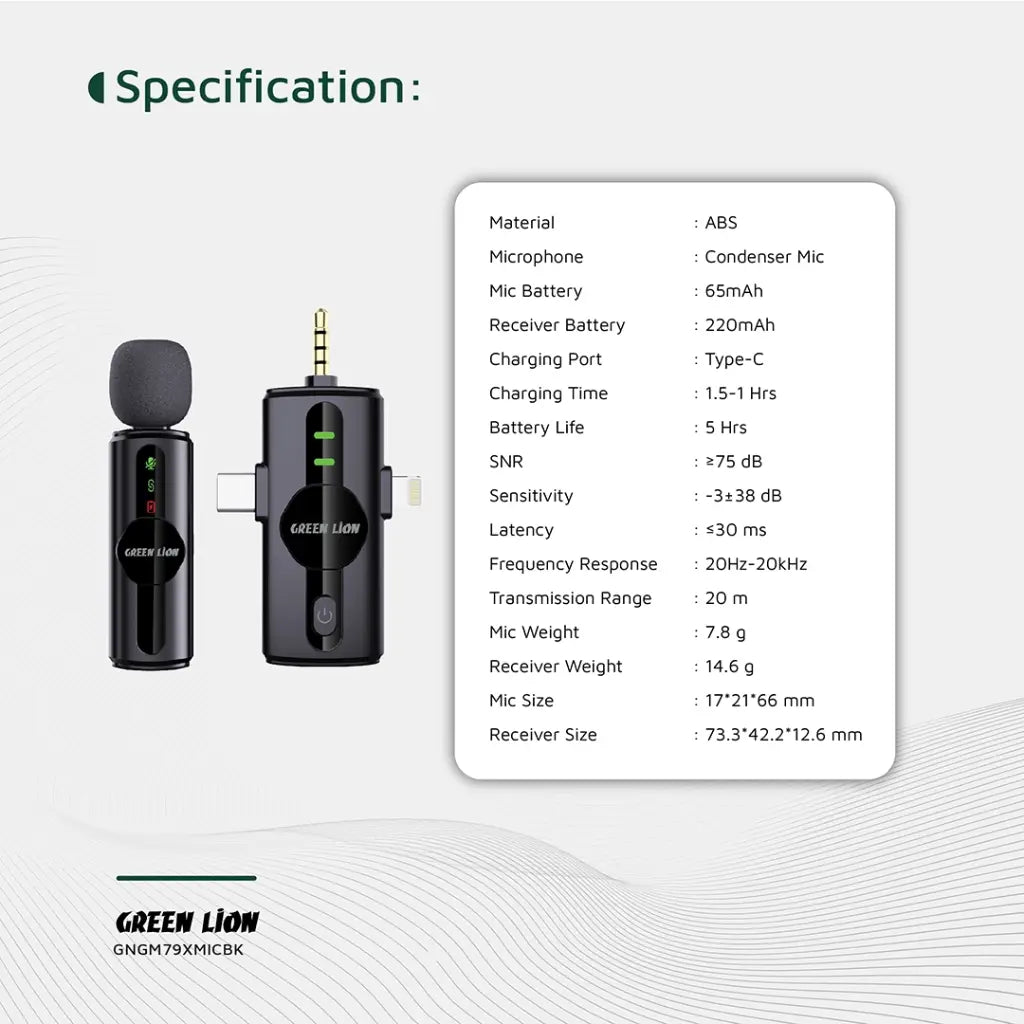 Green Lion 3-in-1 Noise Cancellation Microphone GM-79X