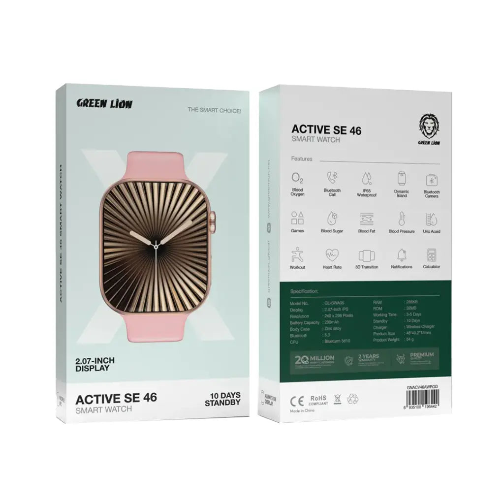 Green Lion Active SE 46 smartwatch packaging box