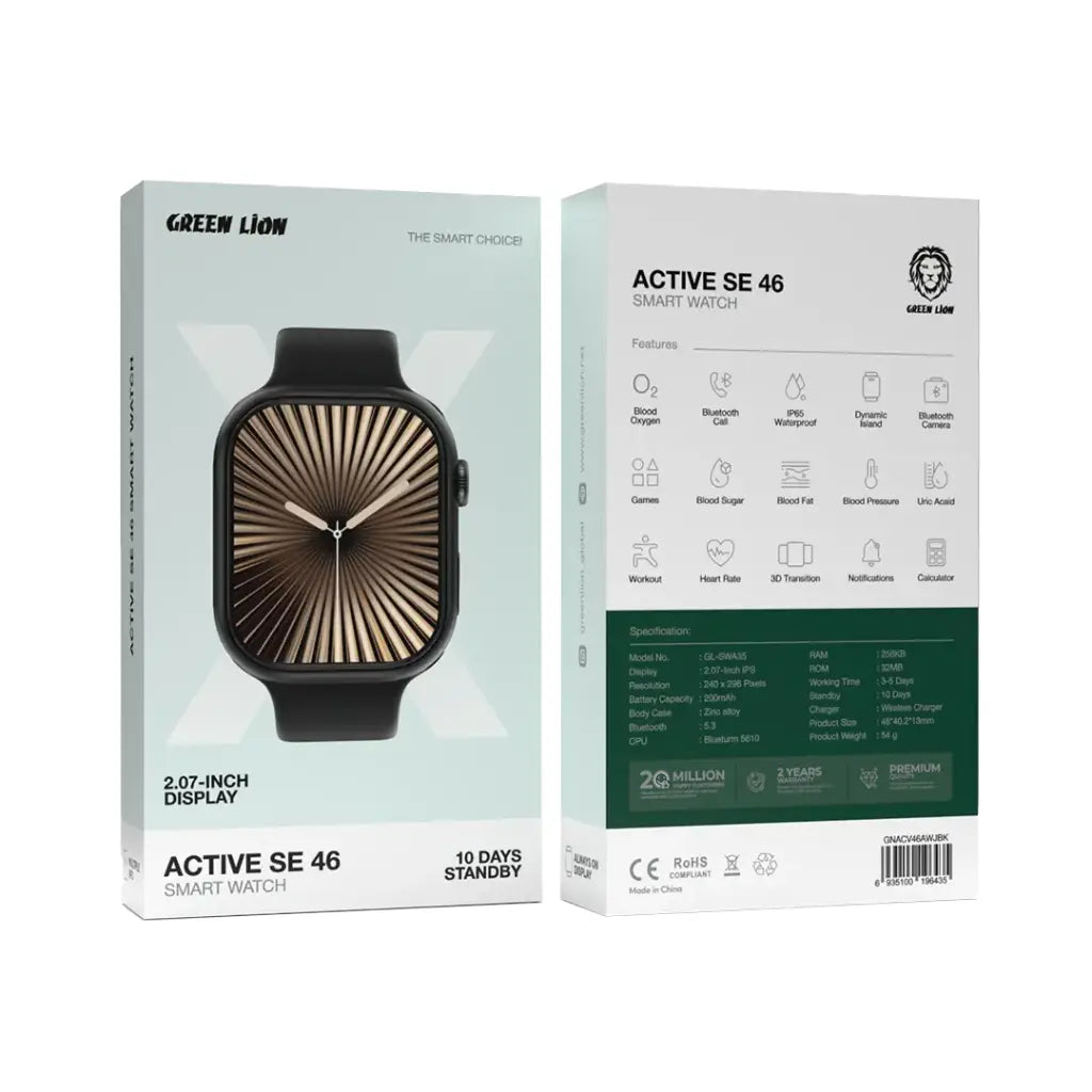 Green Lion Active SE 46 smartwatch on wrist sport lifestyle