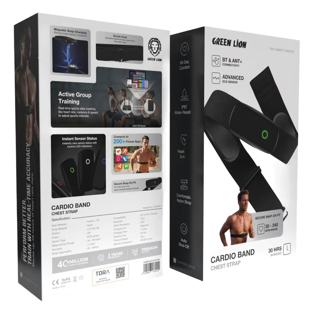 Green Lion Cardio Band Black – Magnetic Charging Connector