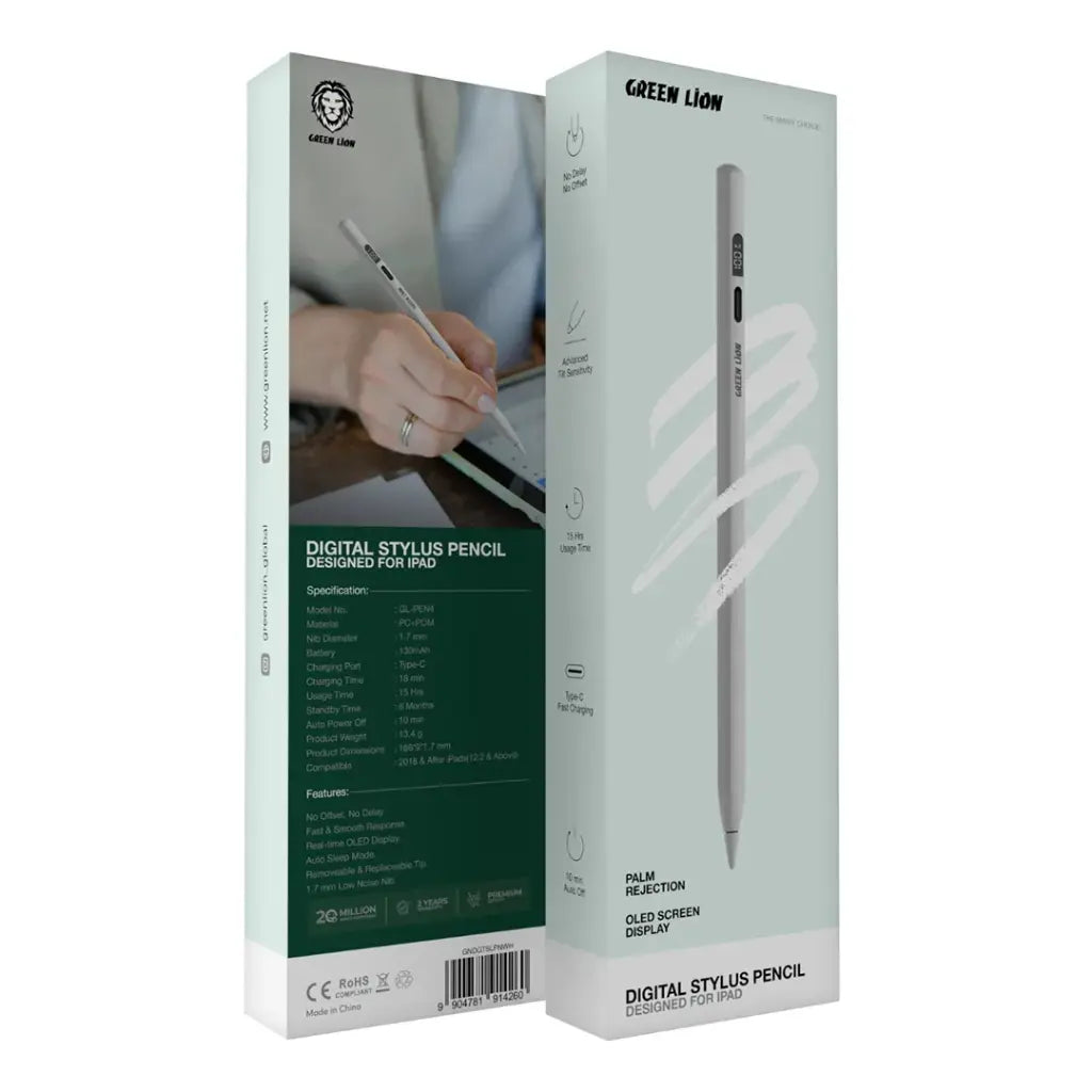 Green Lion digital stylus pencil front view white