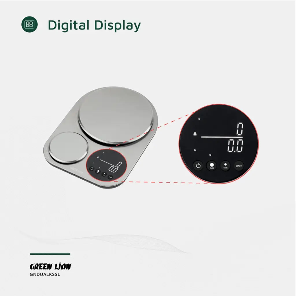 Green Lion Dual Kitchen Scale Silver – Digital Display