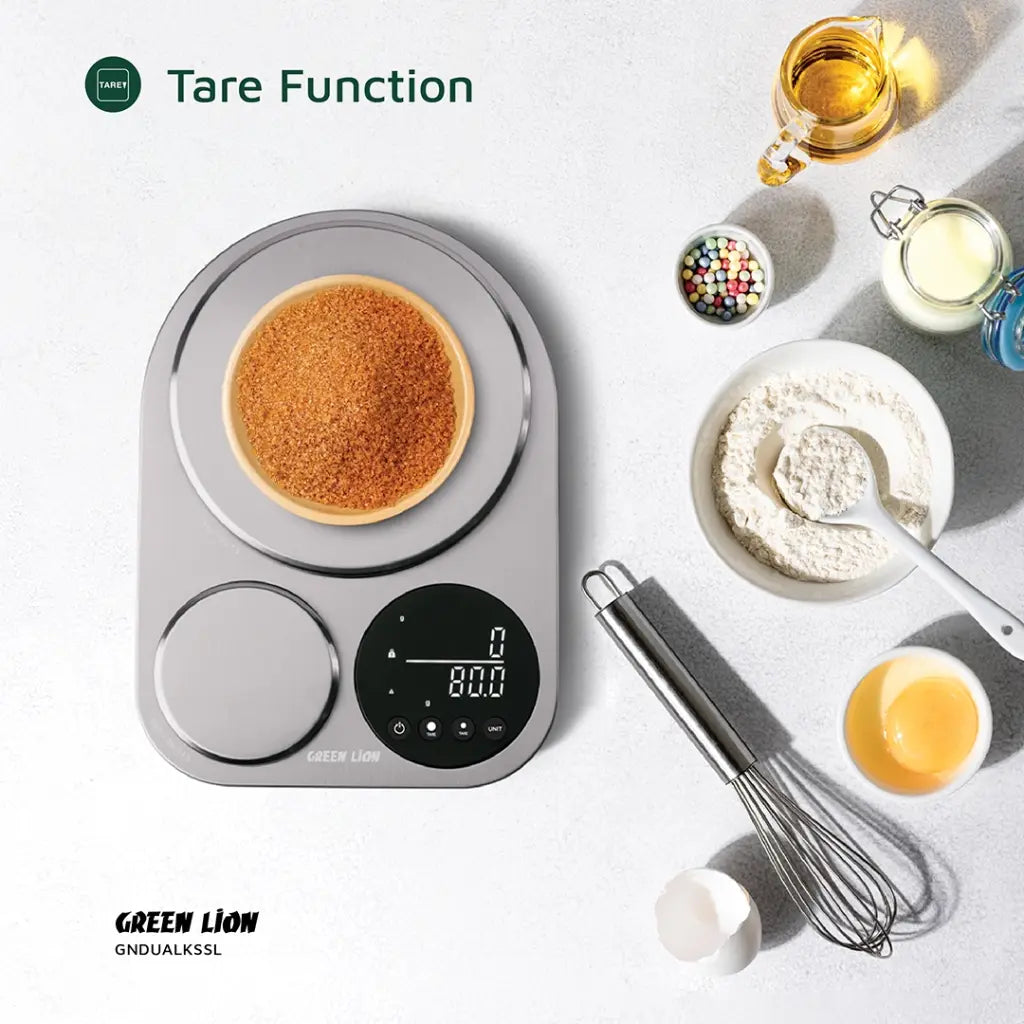 Green Lion Dual Kitchen Scale Silver – Tare Function