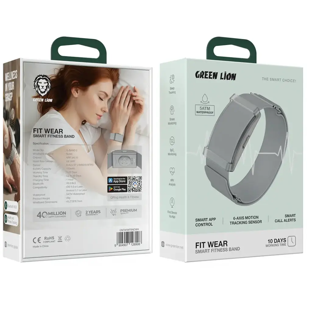 Green Lion fitness band wearable with sleep monitoring and step counter