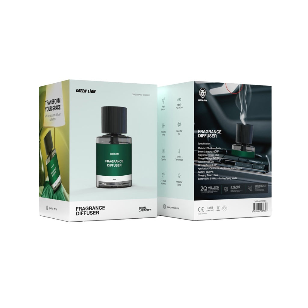 Green Lion air diffuser with multiple spray modes and compact design