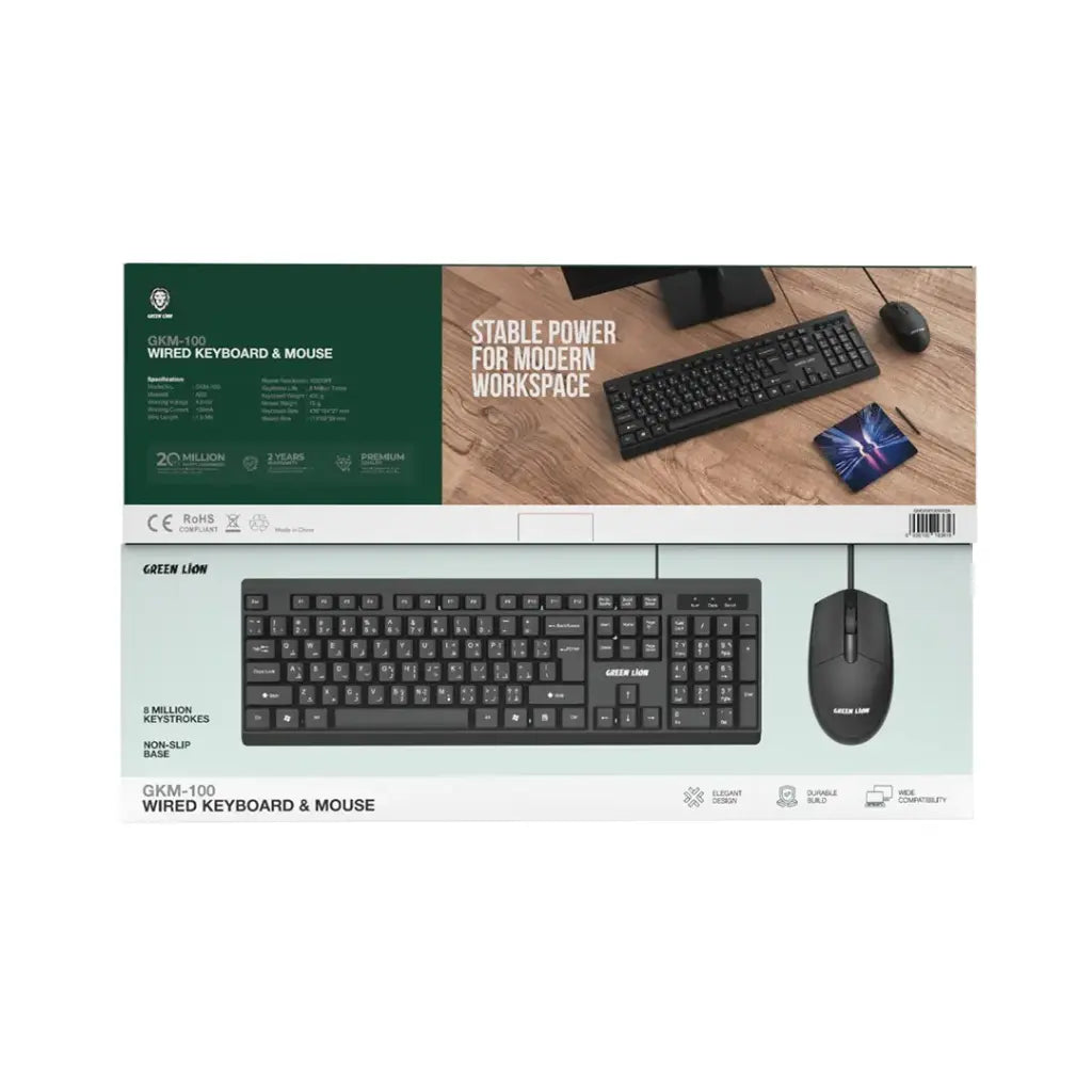 Green Lion GKM-100 keyboard 1000 DPI mouse detail