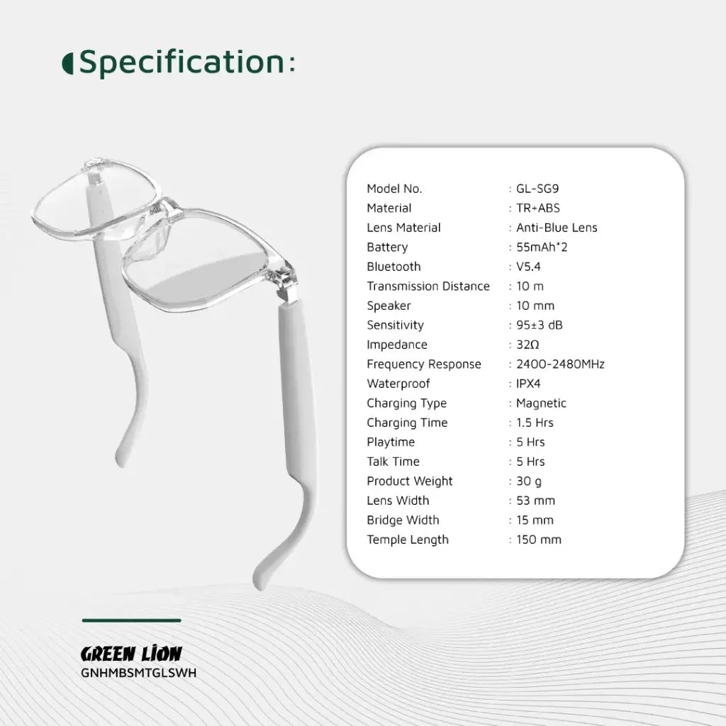 Green Lion Hamburg Smart Glasses – Specs Chart
