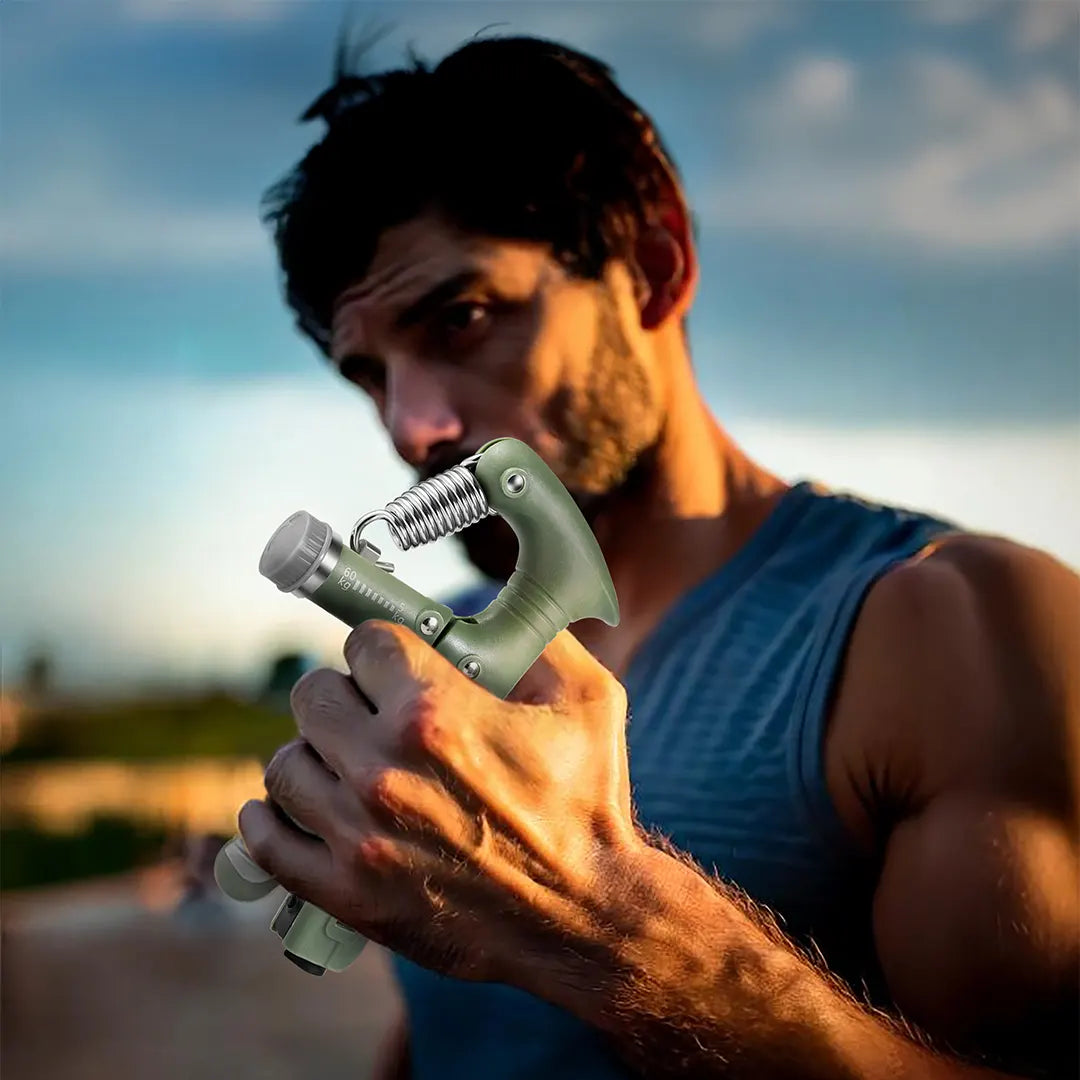Adjustable hand grip strengthener Green Lion for wrist training

