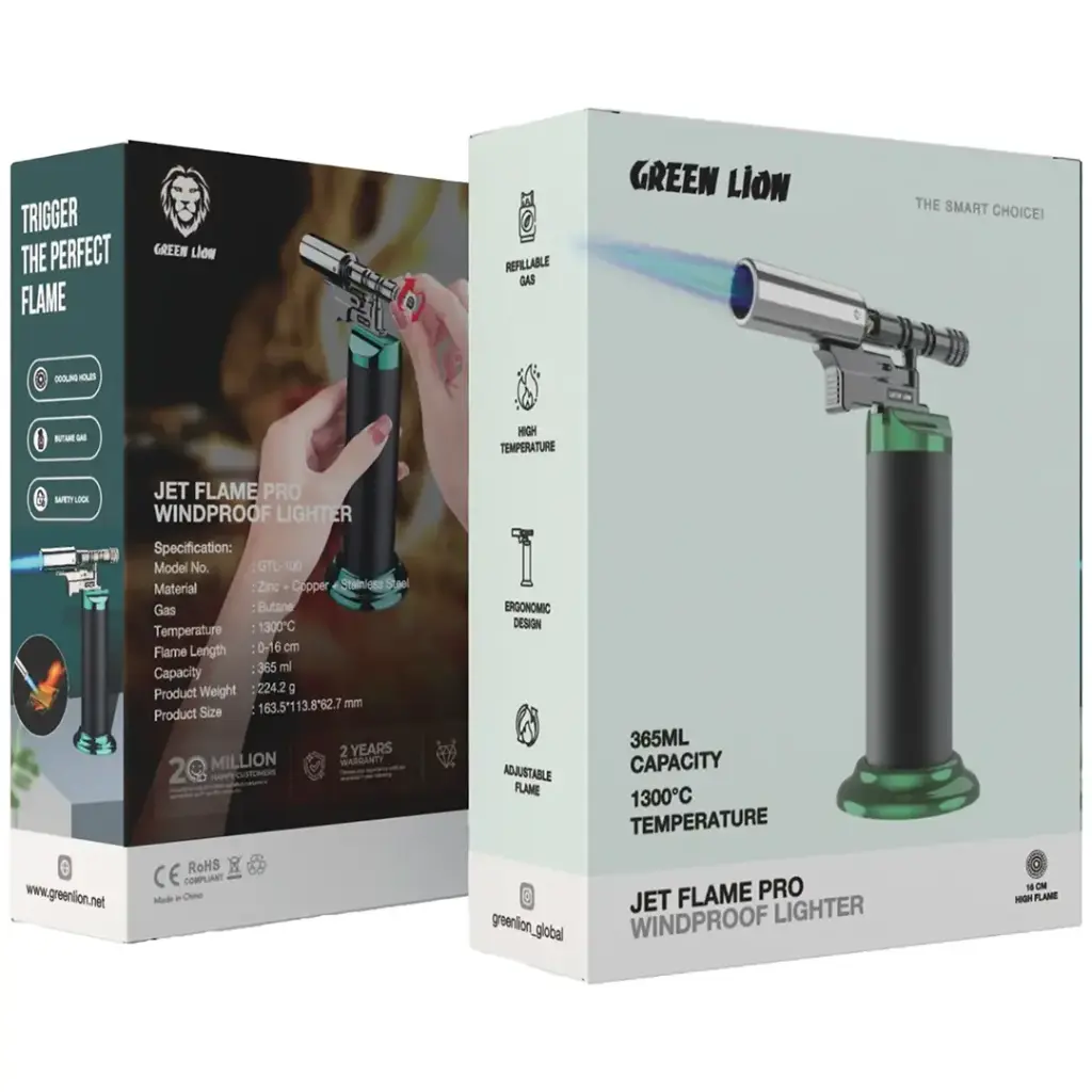 Metal windproof lighter Green Lion close up
