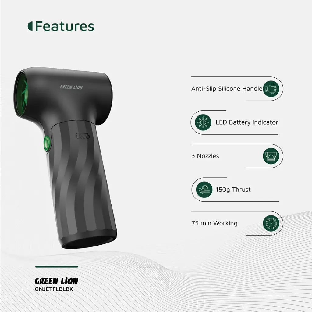 Green Lion JetFlow Air Blower Black – high-speed cleaning tool