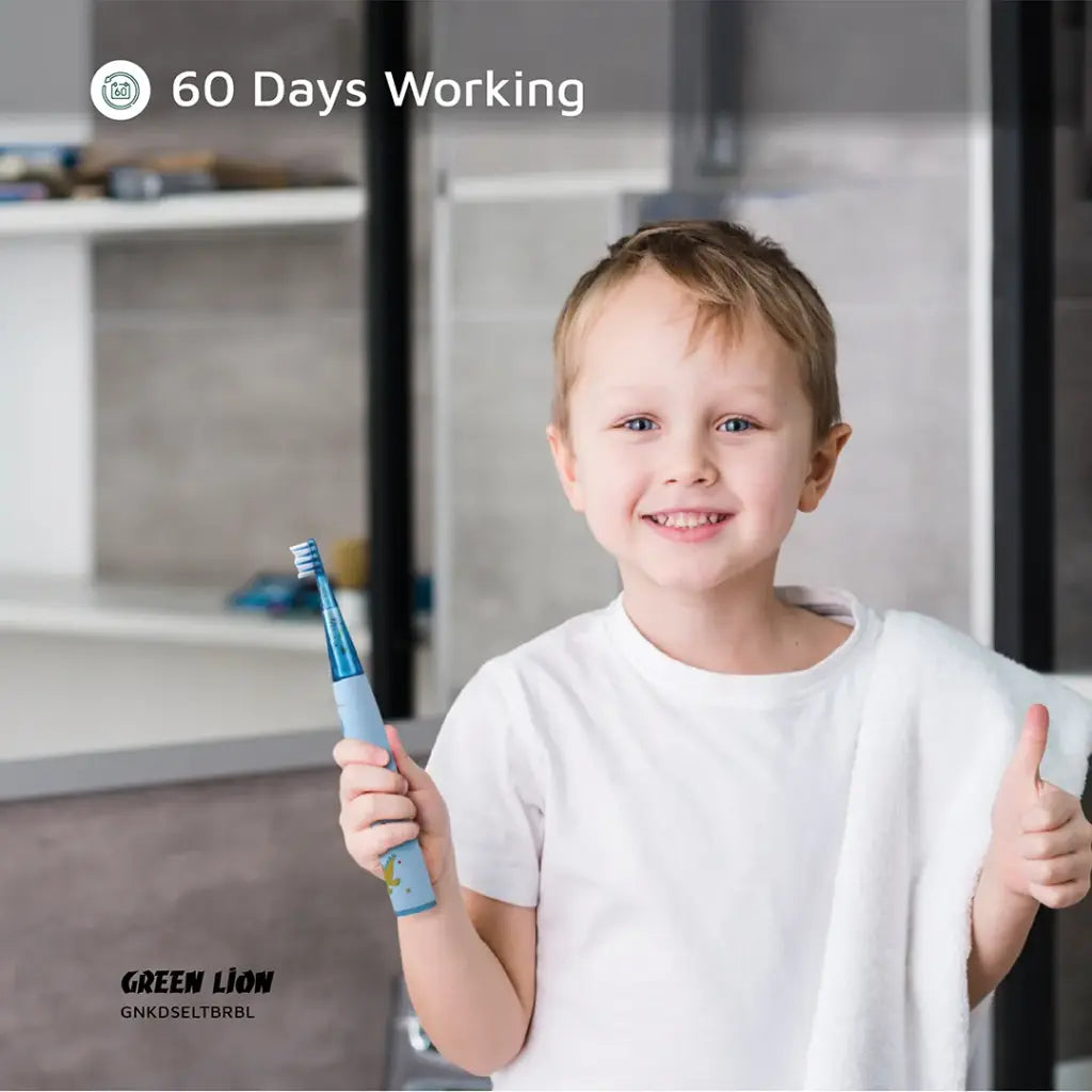 Green Lion toothbrush for kids with replaceable brush heads