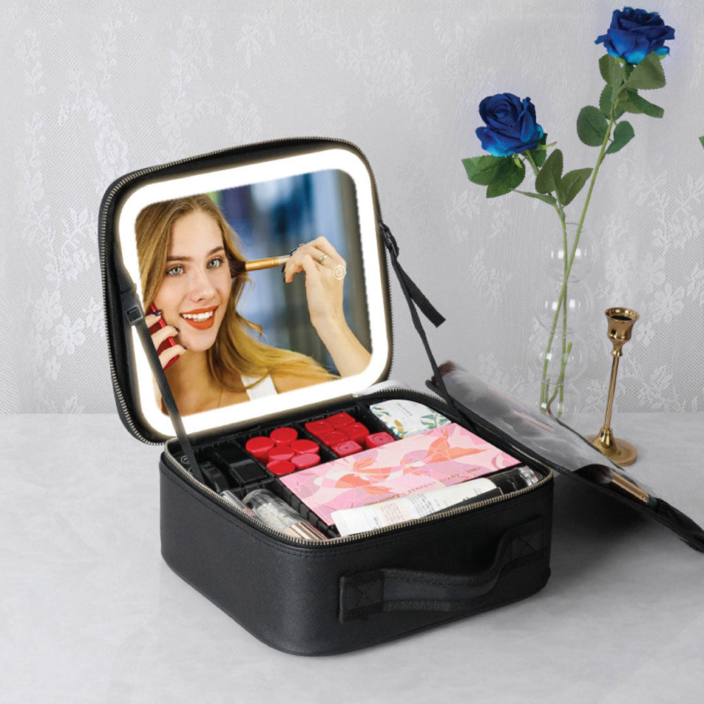 Green Lion makeup organizer – adjustable partitions and carry handle