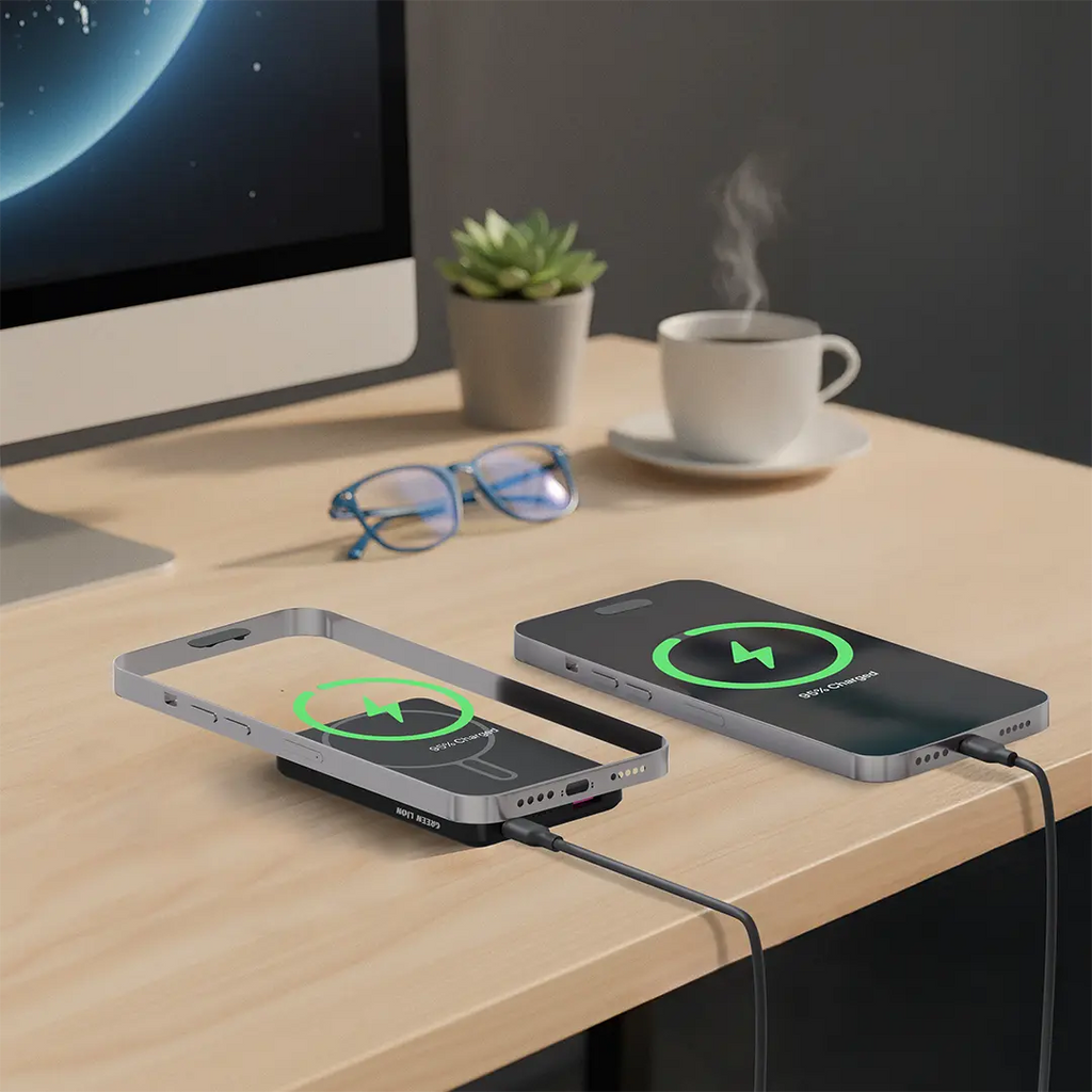 Green Lion Malaga slim power bank with magnetic attachment