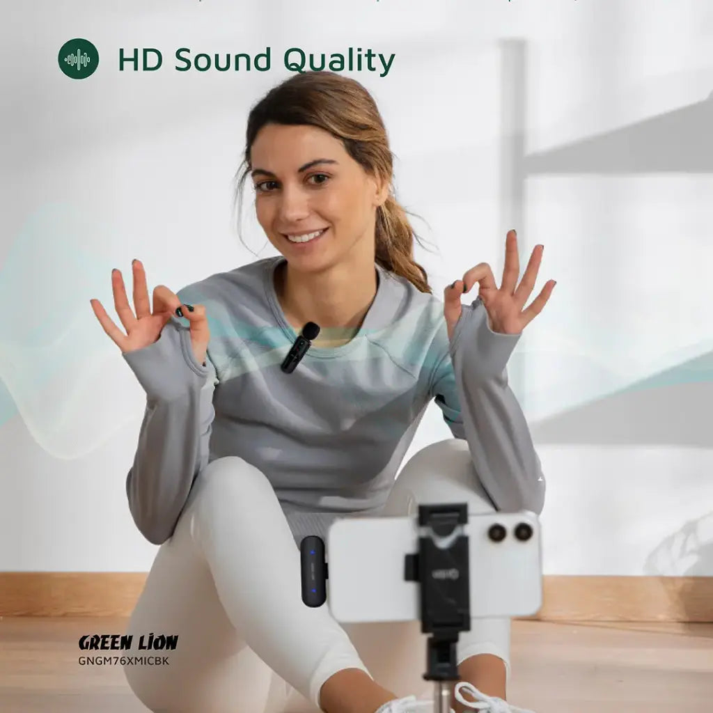Dual Microphone 3-Level Noise Cancellation Green Lion  GM76-X