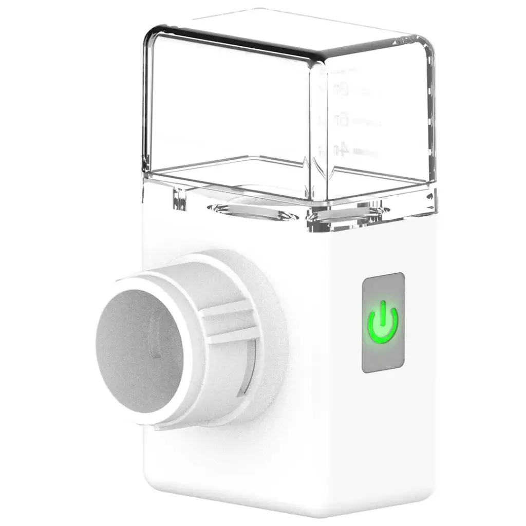Green Lion nebulizer USB-C charging port and button detail