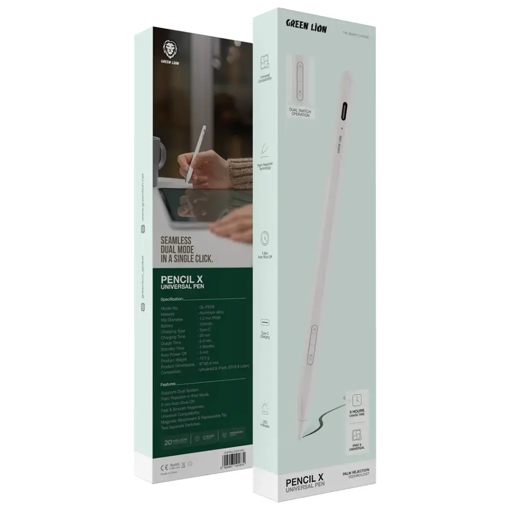 Green Lion Pencil X stylus front view