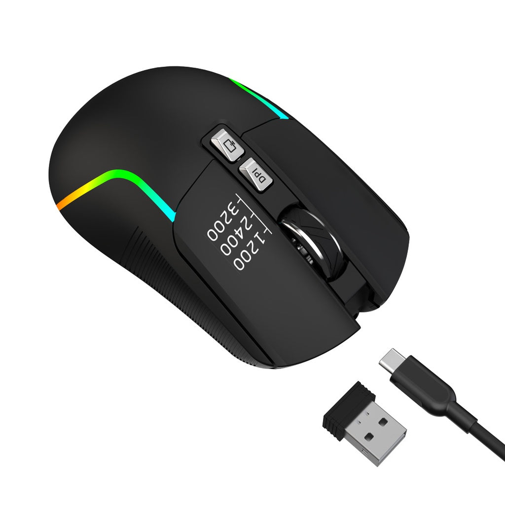 Green Lion RGB gaming mouse side profile ergonomic