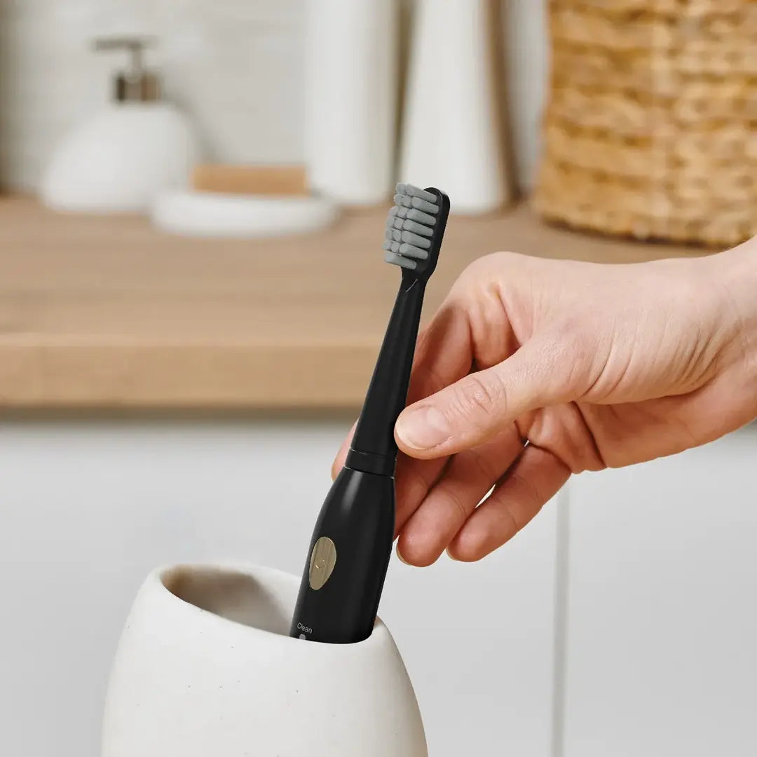 Green Lion toothbrush with replaceable brush heads and sleek design
