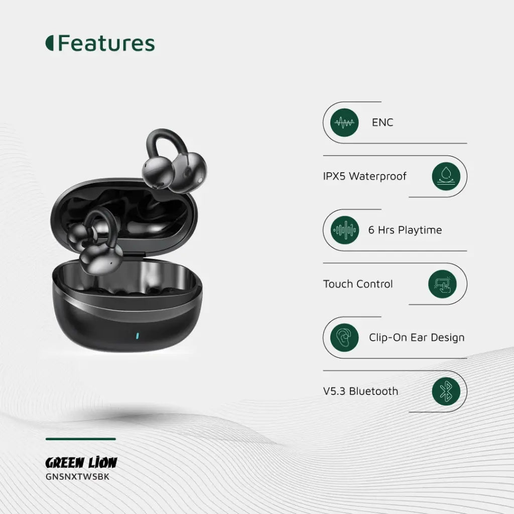Clip On Earbuds Sonix  Green Lion