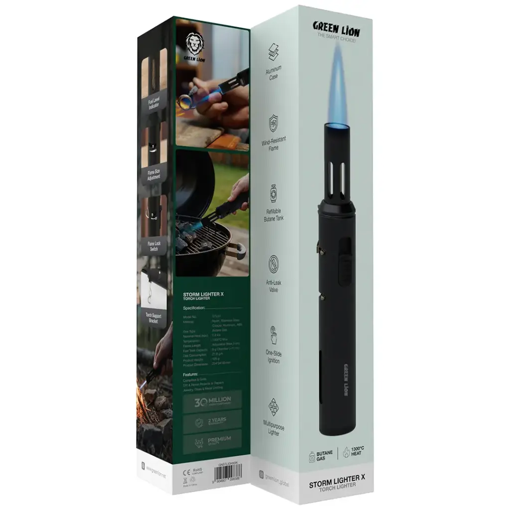 Green Lion Storm Lighter X black torch lighter windproof flame
