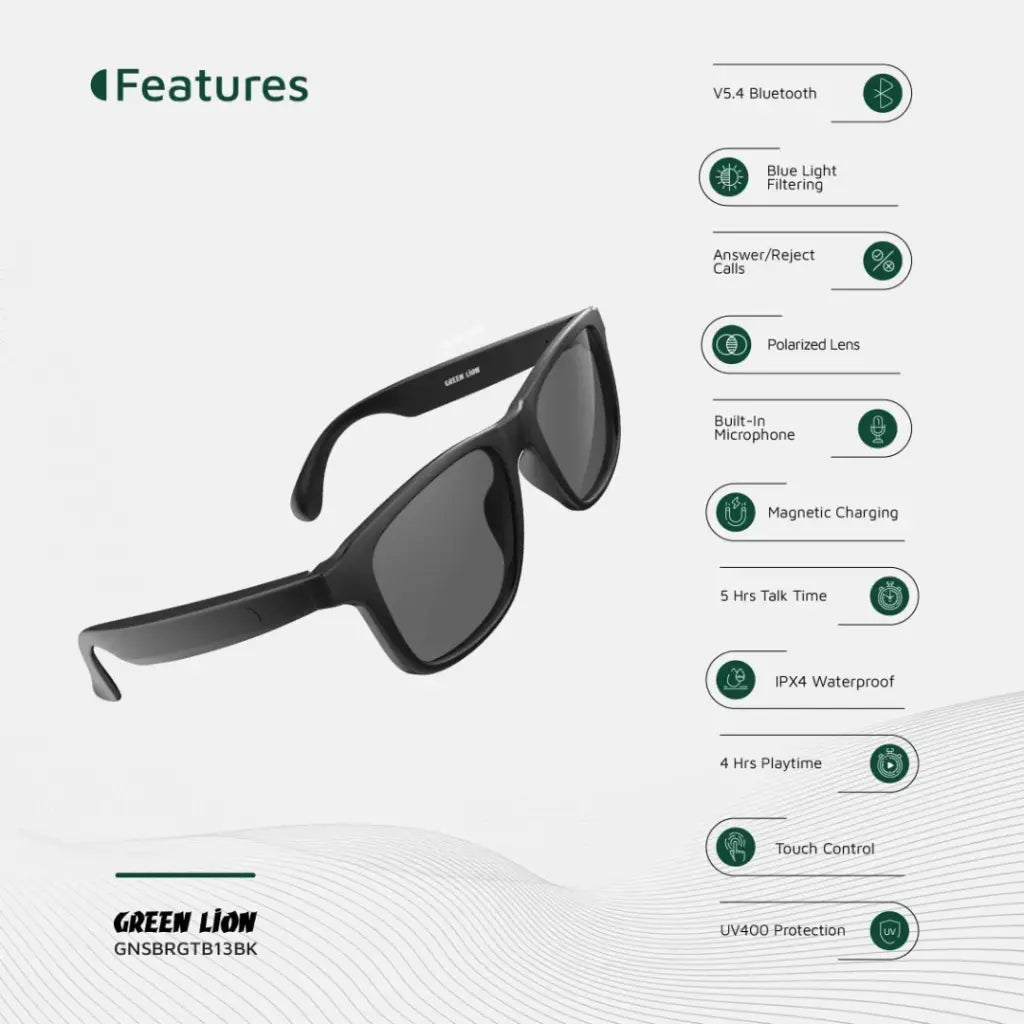 Green Lion Sydney Smart Glasses | Bluetooth Audio | UV400 Polarized | Touch Control