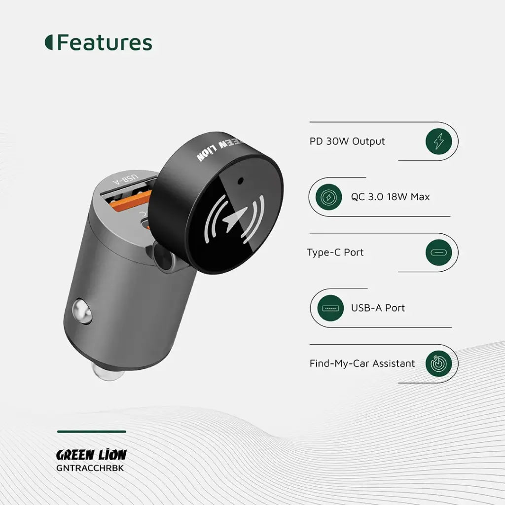 Green Lion car charger Bluetooth tracker in car socket