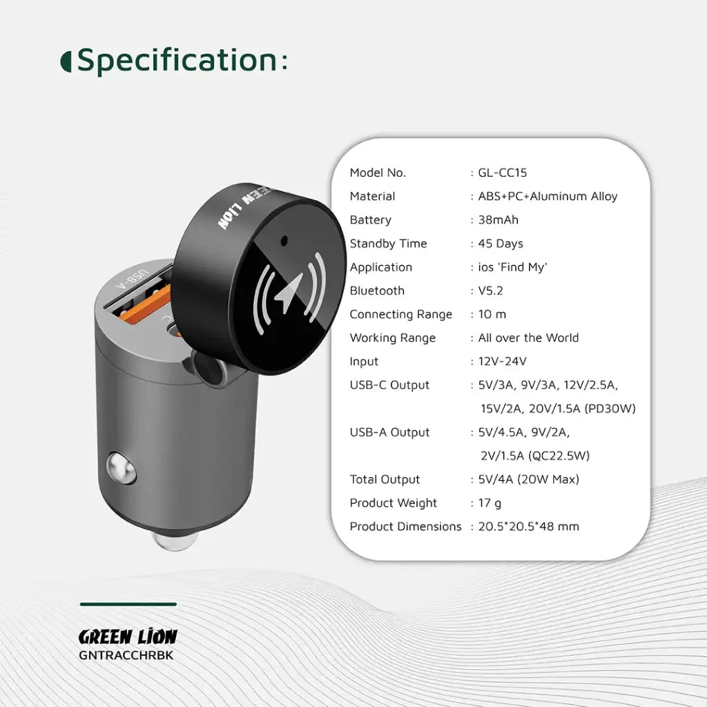 Green Lion Tracker Dual Port Car Charger