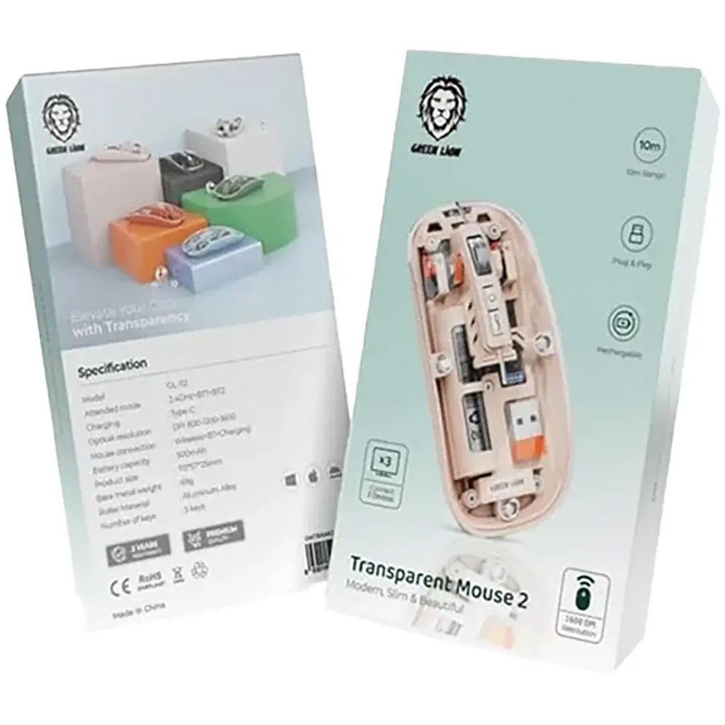 Green Lion Transparent Mouse 2 – 1600 DPI Wireless Precision