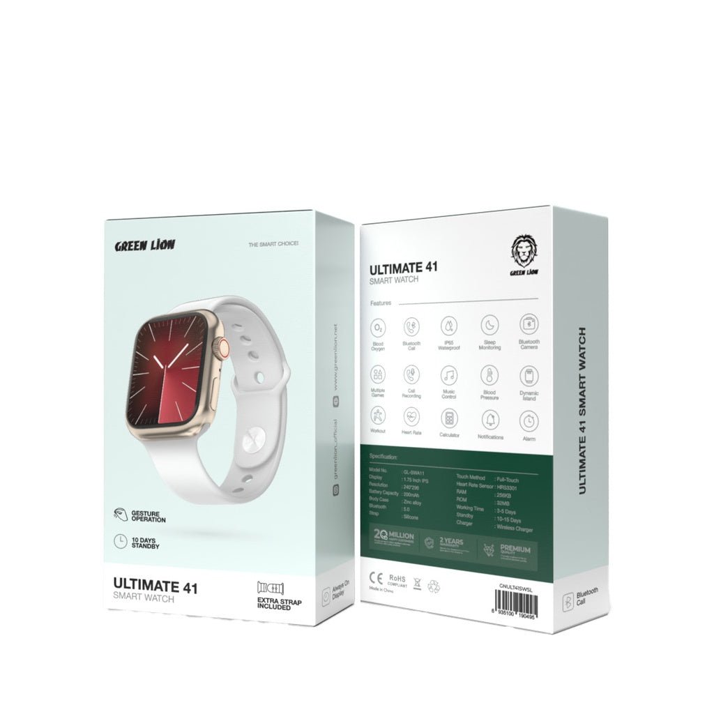 Green Lion Ultimate 41 smartwatch front view black IPS display