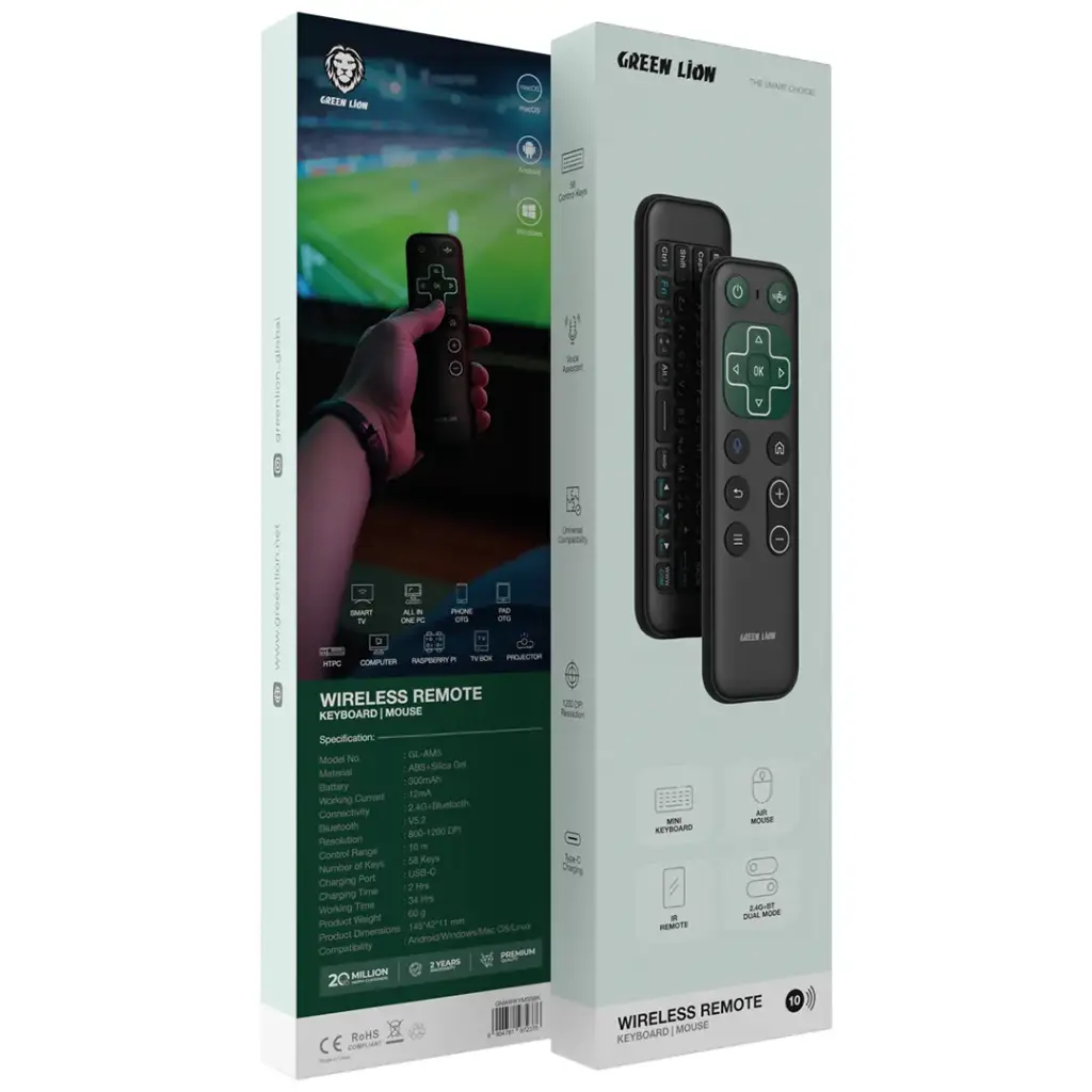 Green Lion remote keyboard combo with Bluetooth and USB receiver