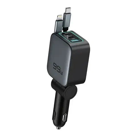 Green Lion Retractable 99W Car Charger Black