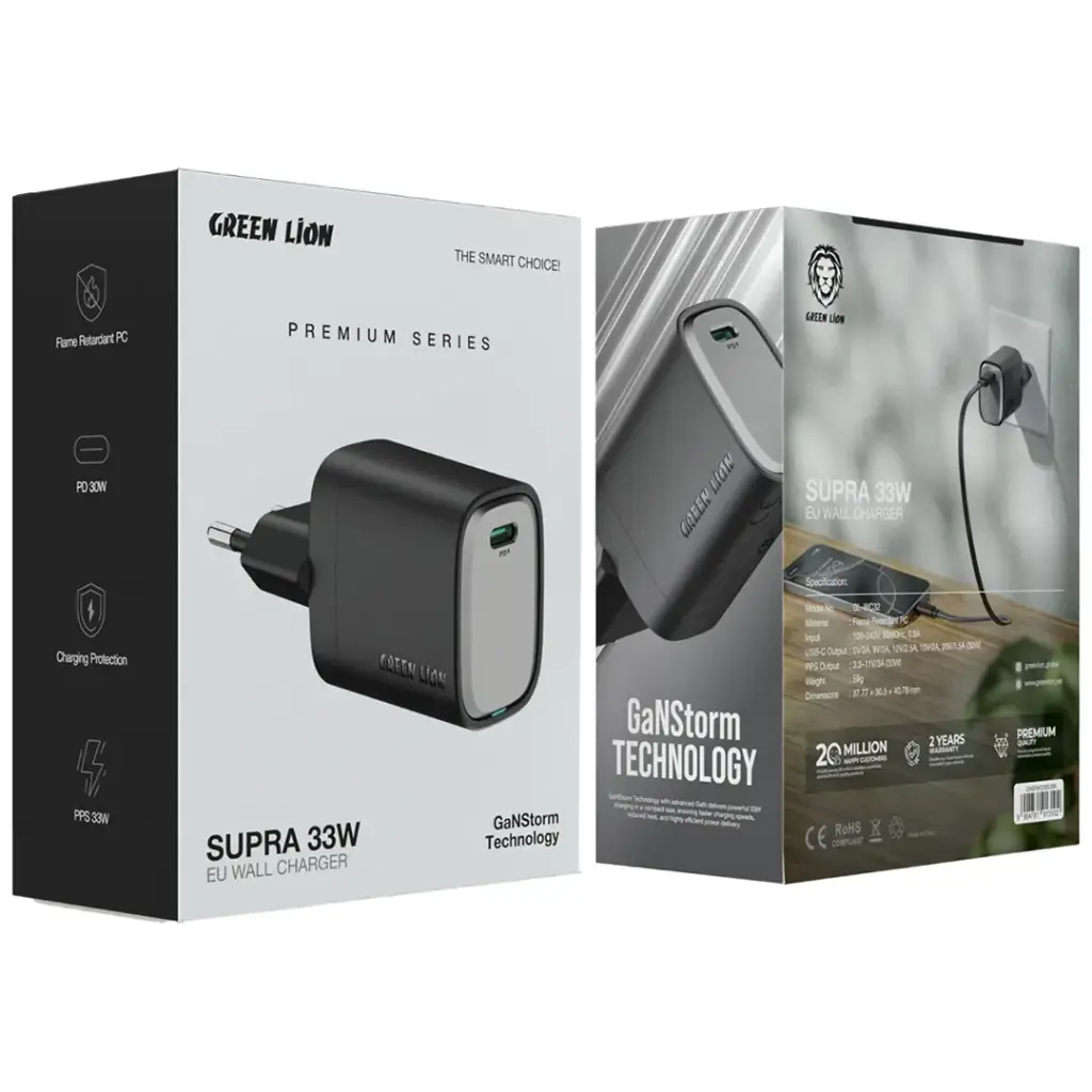 Green Lion Supra 33W USB-C GaN charger