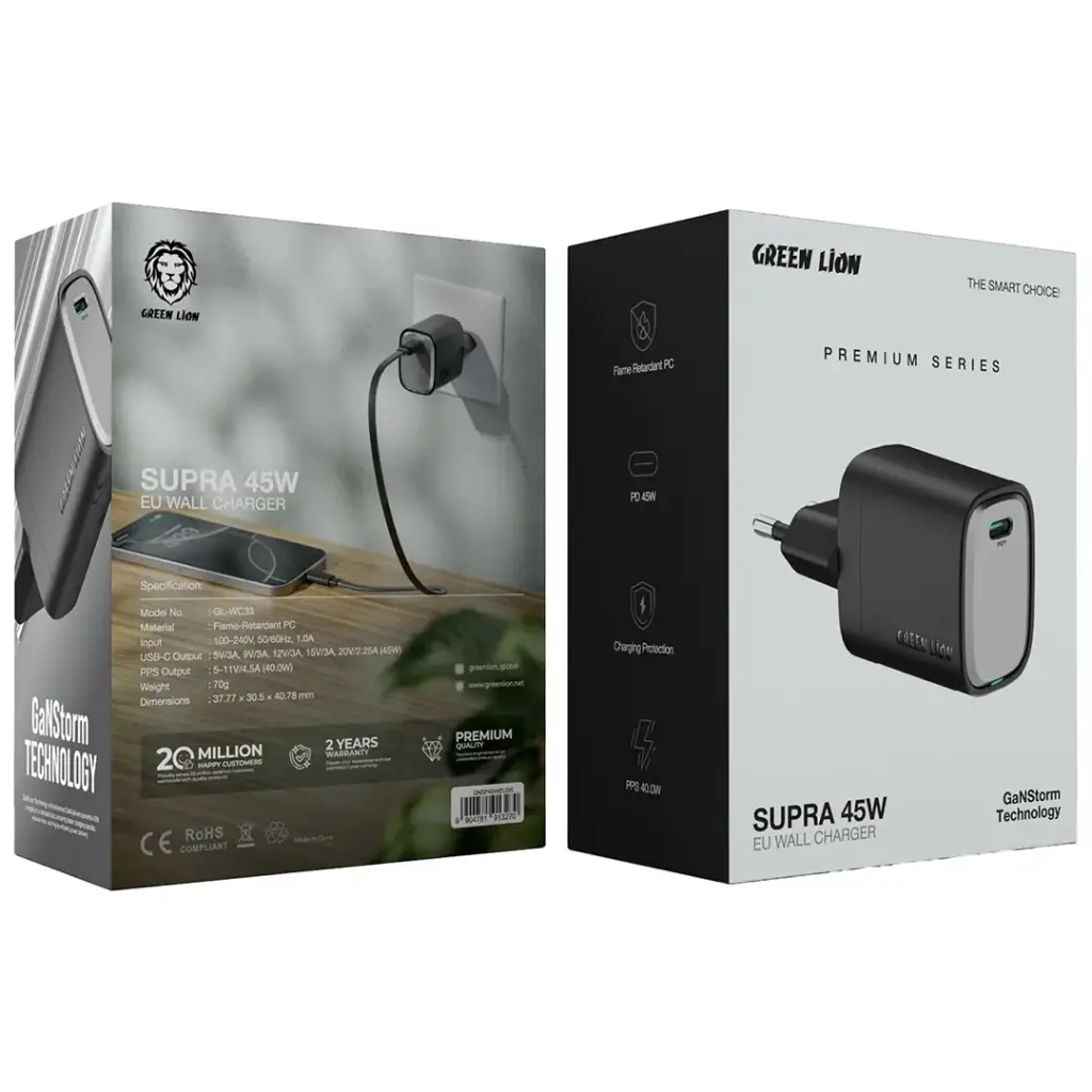 Green Lion Supra 45W USB-C GaN charger