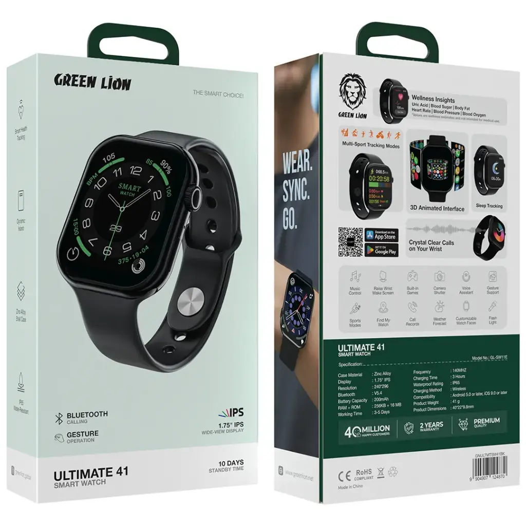 Green Lion Ultimate 41 Smart Watch health tracking