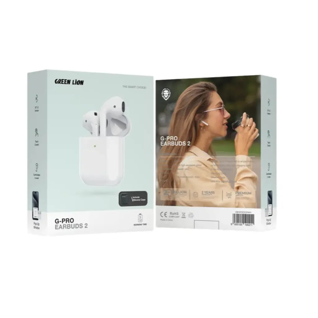 Green Lion True Wireless Earbuds 2 front view in charging case