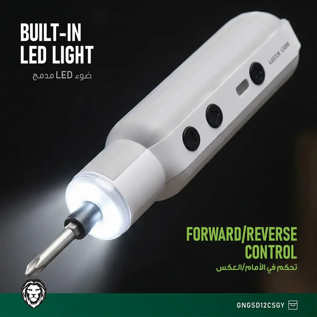 Green Lion GSD-12 Cordless Screwdriver with 12-in-1 precision bits