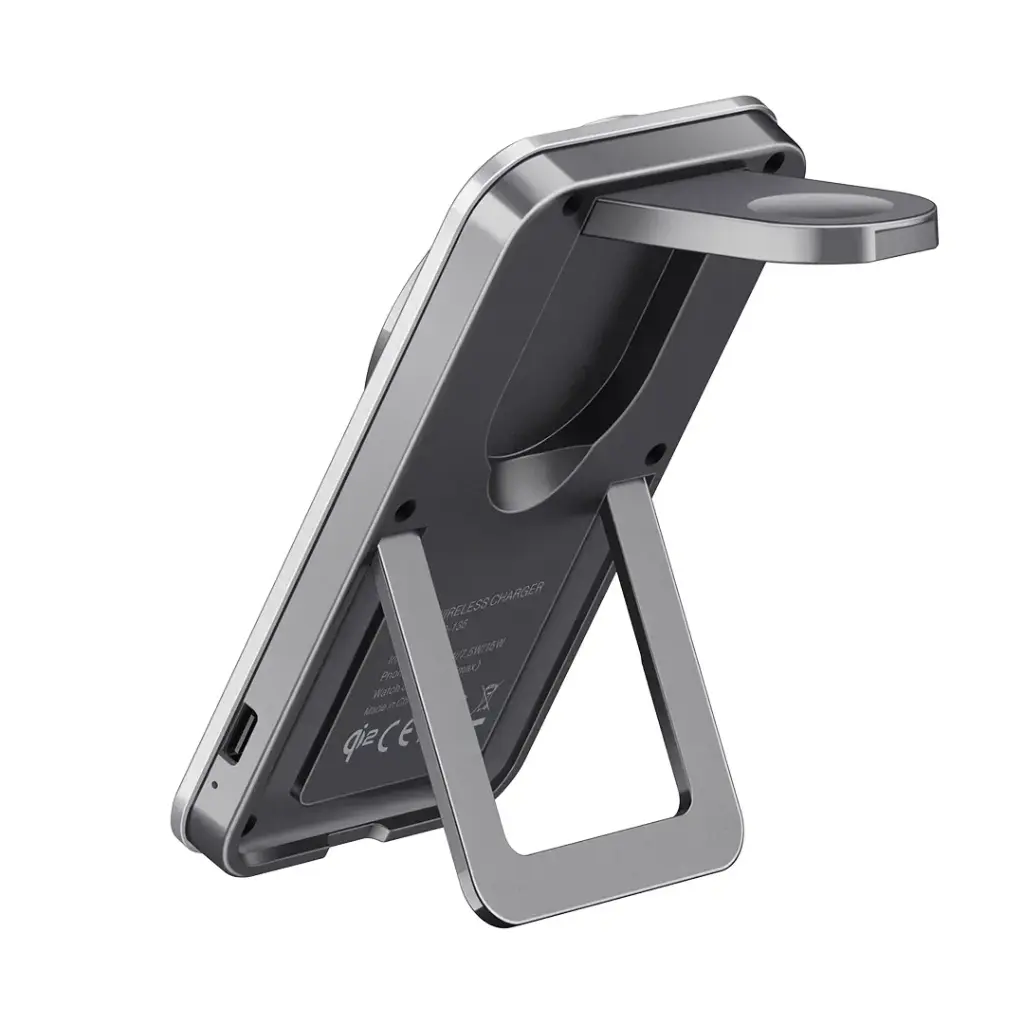 Green Lion Magstand Duo with iPhone charging on kickstand