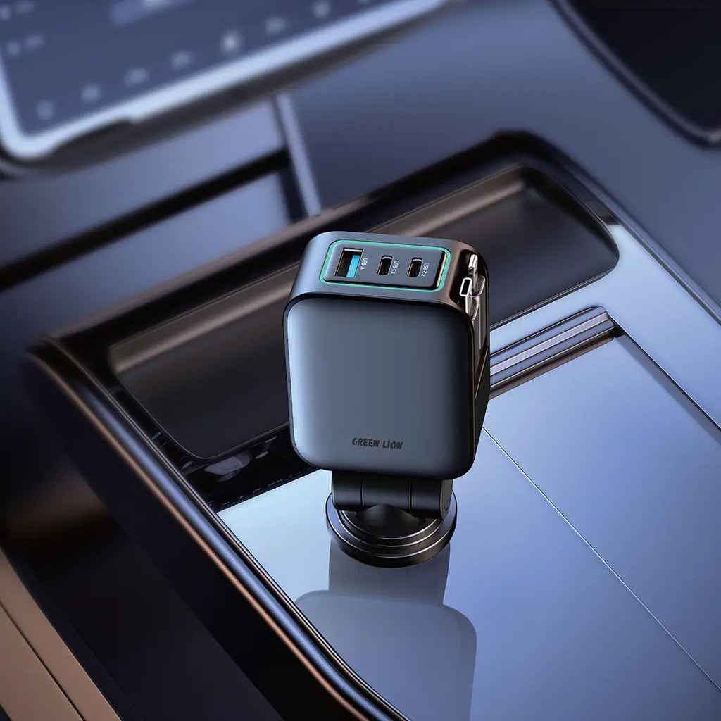 Green Lion Retractable 99W Car Charger Black