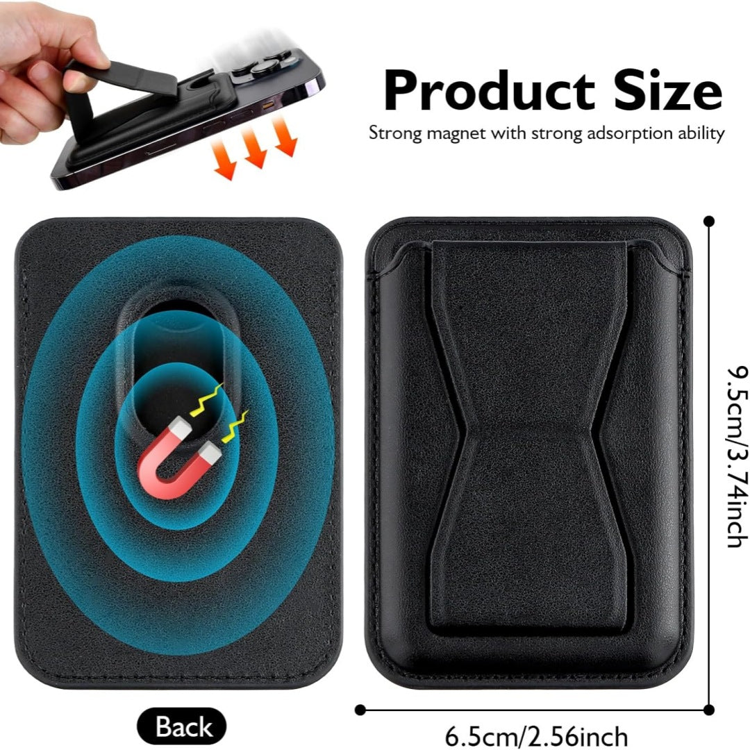 Magnetic card holder stand showing card slots