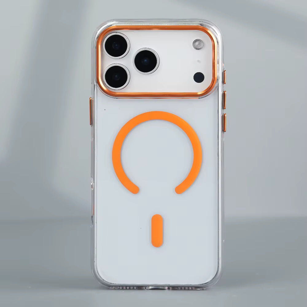 MagSafe compatible case in orange blue and white colors
