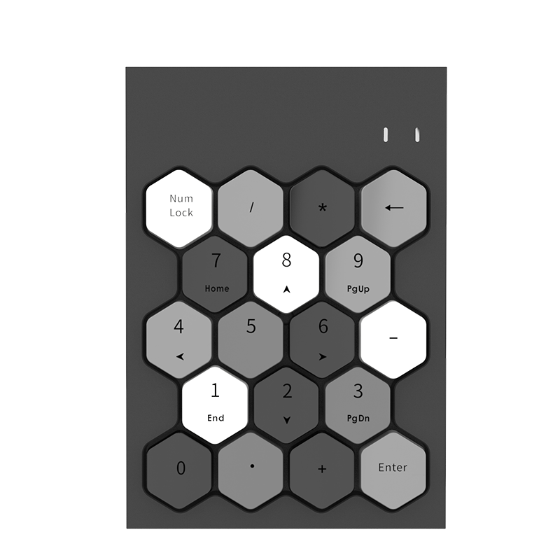 MOFii SK-660AG wireless numeric keyboard with hexagon keys.
