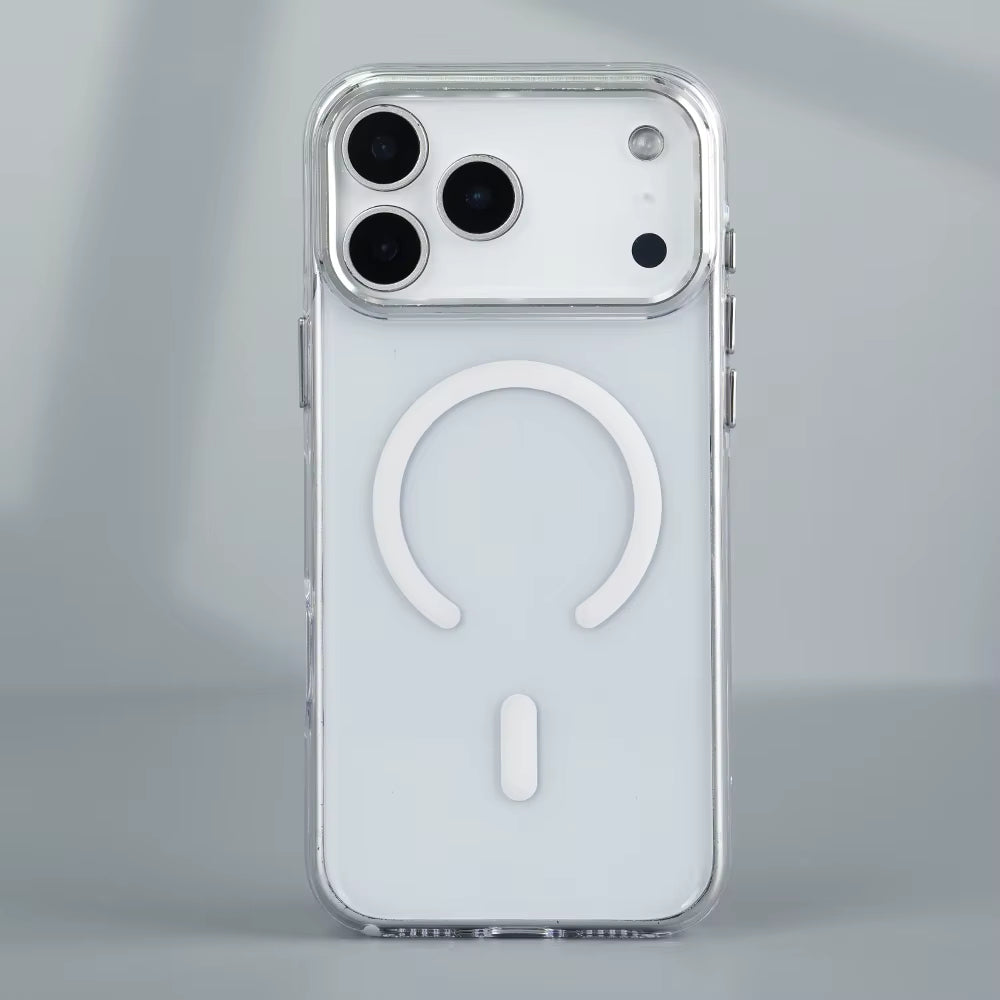 Clear iPhone case with camera protection frame
