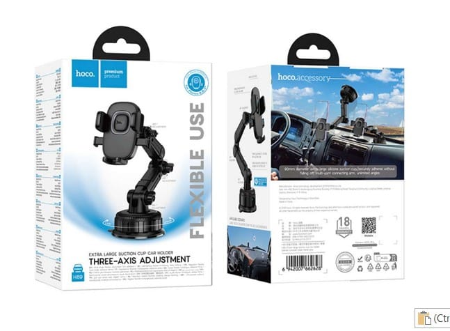 HOCO H89 Crown Large Suction Cup Car Holder – Dashboard & Windshield Phone Mount